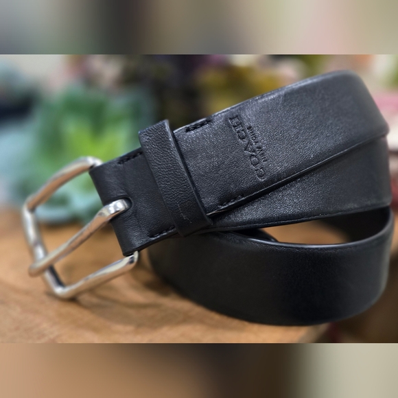 Coach Smooth Black Leather Belt Sz 38 - Picture 1 of 10